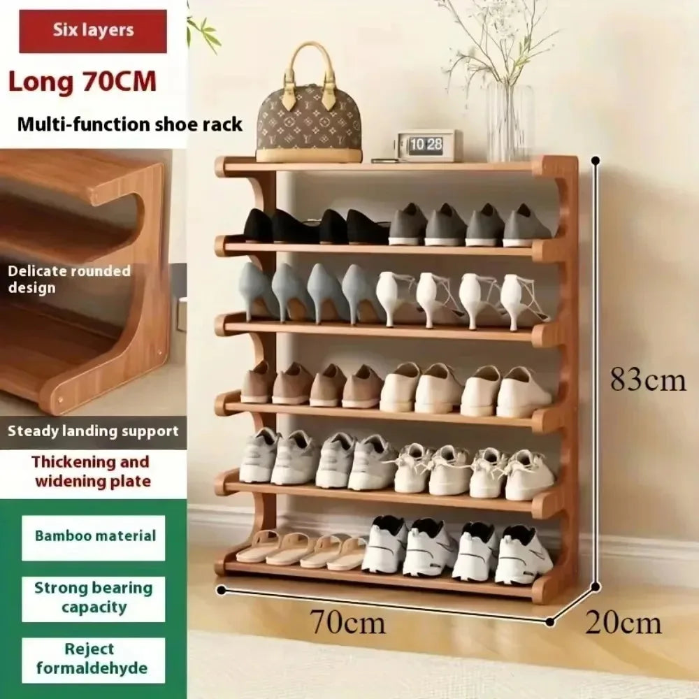 Entrance Shoe Rack Simple Shoe Storage Rack Chinese Style Shoe Cabinet Wooden Storage Rack Multifunctional Bamboo Shoe Cabinet