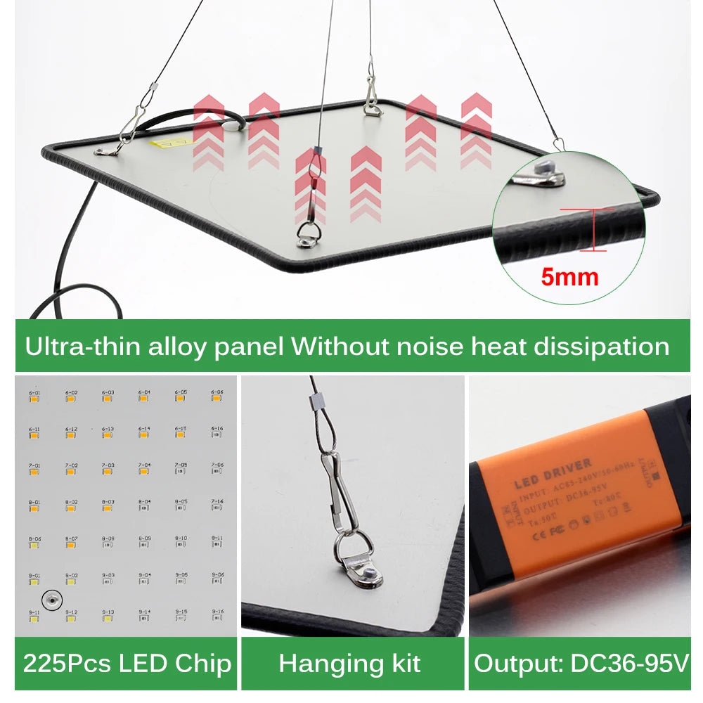 1000W LED Grow Light Panel Full Spectrum Phyto Lamp AC85-240V EU/US Plug For Indoor Grow Tent Plants Growth Light