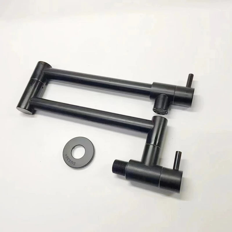 Brushed Gold Double Switch Stove Faucet Kitchen In-Wall Folding Spout Single Cold Water Tap Mop Sink Extension Pot Filler Faucet