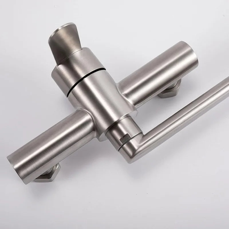 Wall Kitchen Tap 360° Rotating Stainless Steel Wall Hot Cold Mixer Single-handed Mixer Sink Rotating Arm of 25cm Long Filter