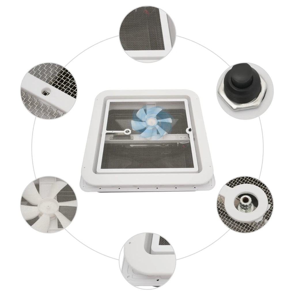 Roof Vent Fan Camper Van Motorhome RV Caravan Skylight Vent 42cmx42cm Dustproof