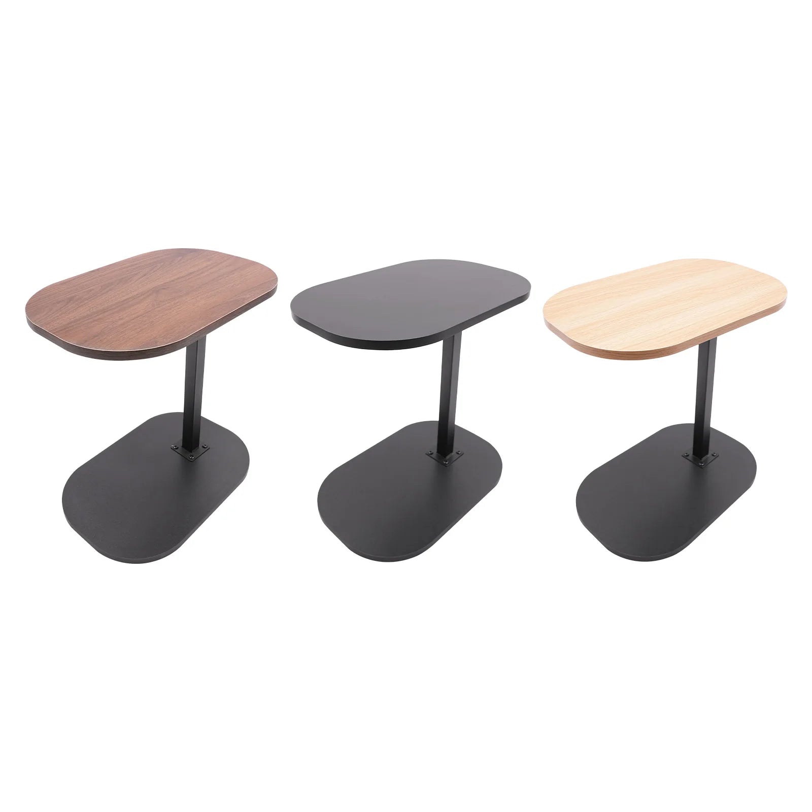 Adjustable C - Shaped Side Table 17.7 - 31.5" Height & 360° Rotating Top for Bed/Sofa (Walnut/Black/Wood) - Recipeliebe.com