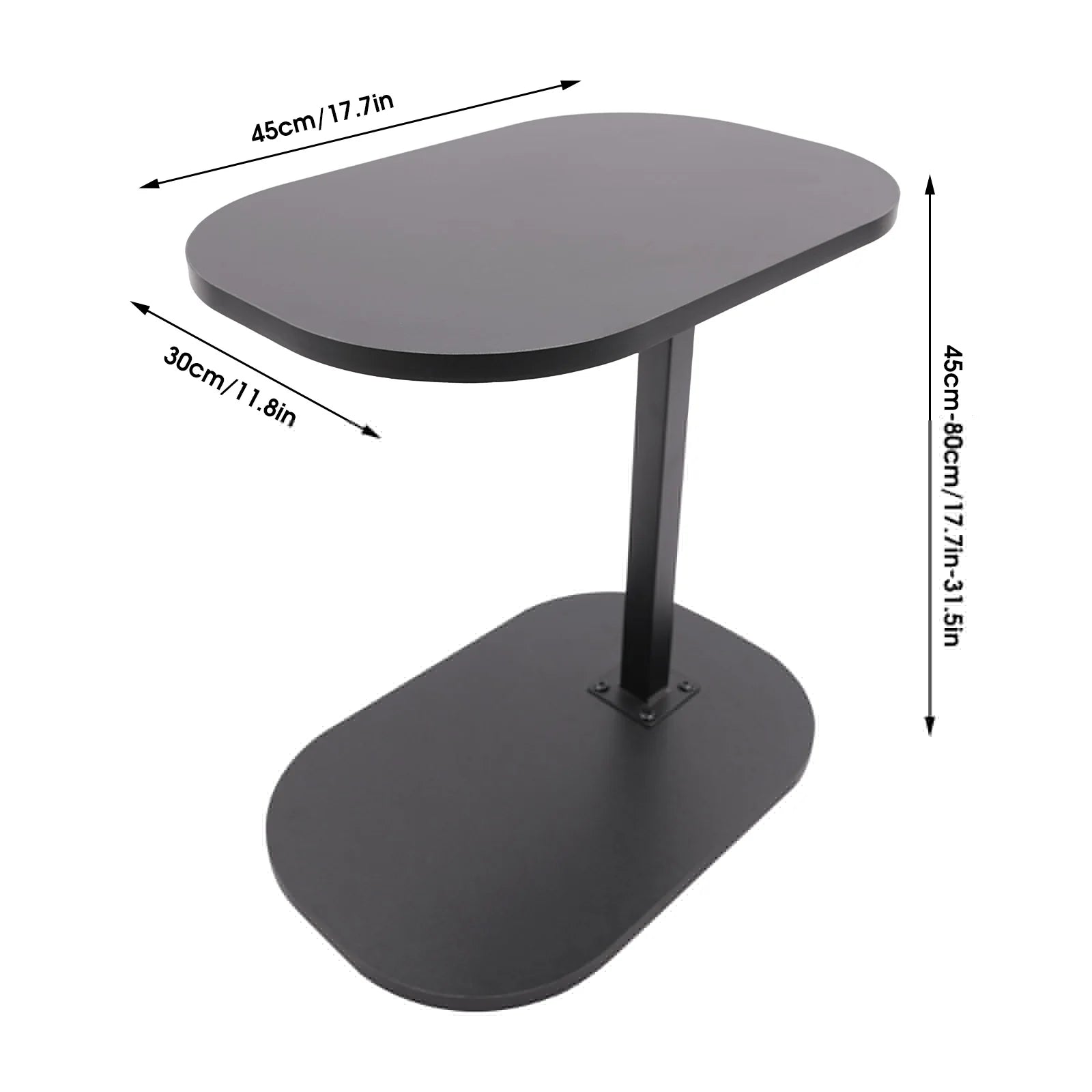 Adjustable C - Shaped Side Table 17.7 - 31.5" Height & 360° Rotating Top for Bed/Sofa (Walnut/Black/Wood) - Recipeliebe.com