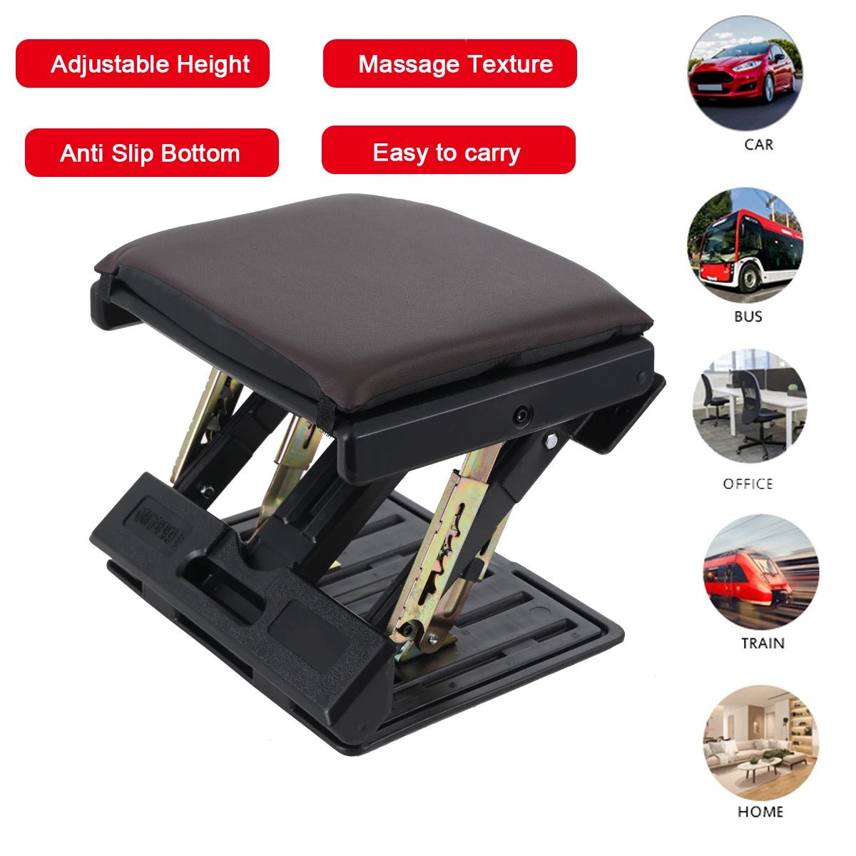 Adjustable Folding Footrest With 4 Adjustable Heights Max - load 120lbs Removable Soft Foot Rest Pad Stool For Car Under Desk Home - Bakesbyemily.com