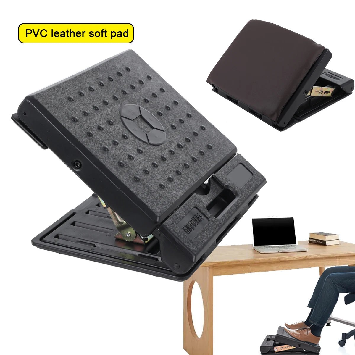 Adjustable Folding Footrest With 4 Adjustable Heights Max - load 120lbs Removable Soft Foot Rest Pad Stool For Car Under Desk Home - Bakesbyemily.com