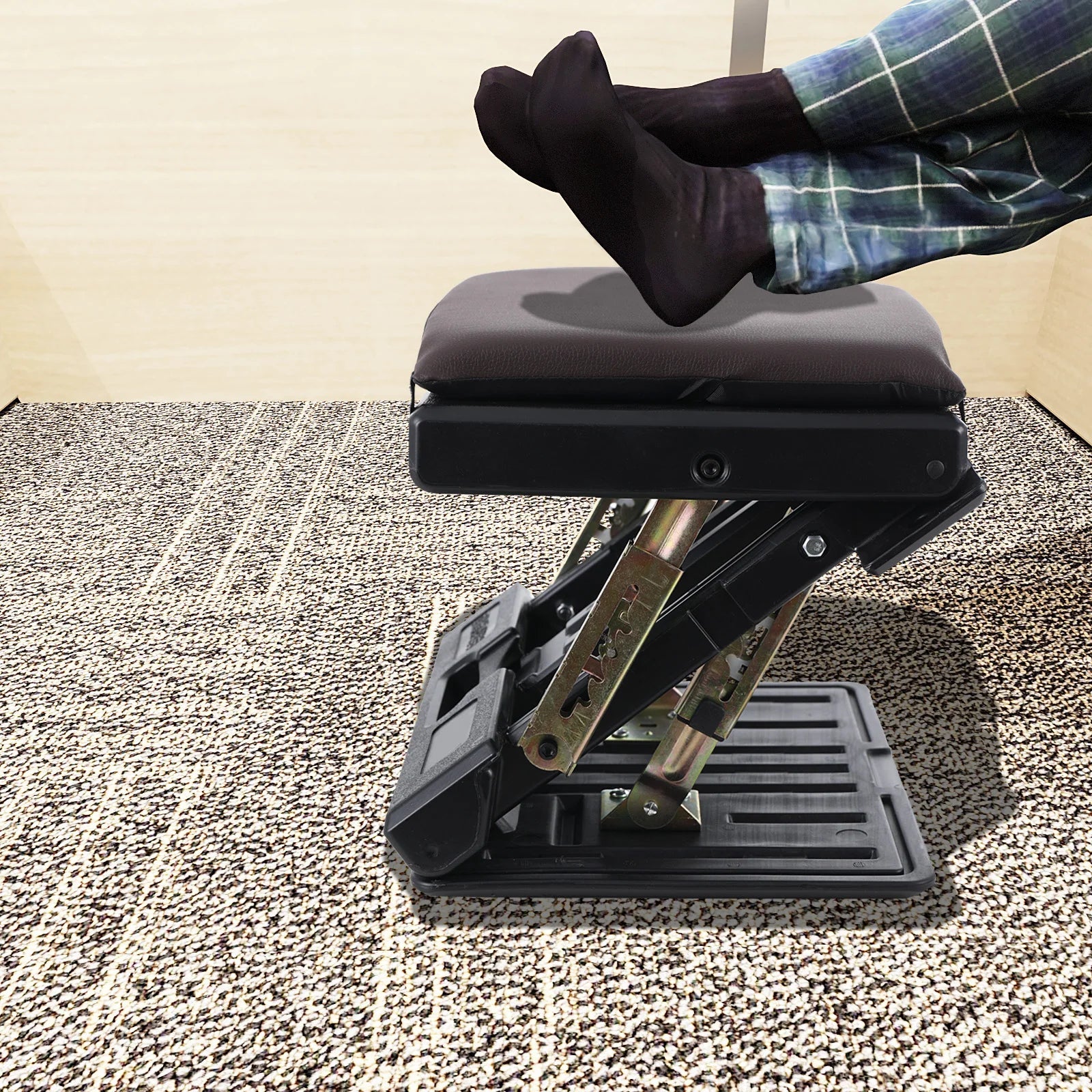 Adjustable Folding Footrest With 4 Adjustable Heights Max - load 120lbs Removable Soft Foot Rest Pad Stool For Car Under Desk Home - Bakesbyemily.com