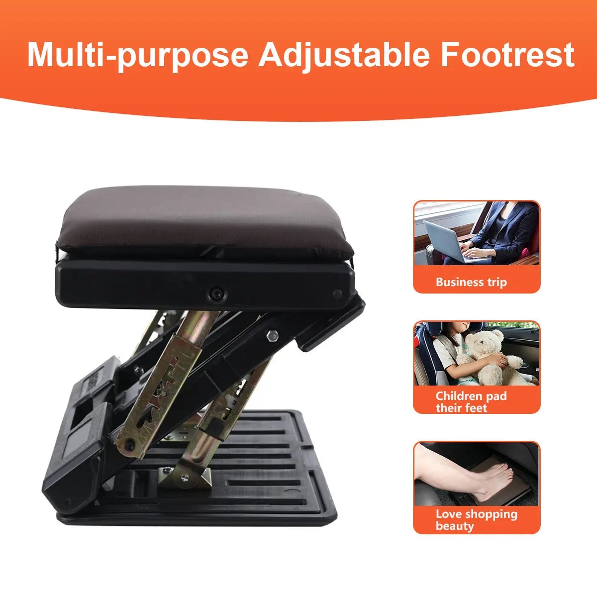Adjustable Folding Footrest With 4 Adjustable Heights Max - load 120lbs Removable Soft Foot Rest Pad Stool For Car Under Desk Home - Bakesbyemily.com