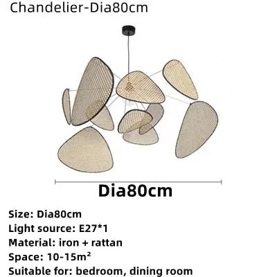 Art Simple Nordic Rattan Art Personality Chinese Bamboo Barrier Chandelier Living Room Tea Room Modern Creative Pendant Lights - Recipeliebe.com