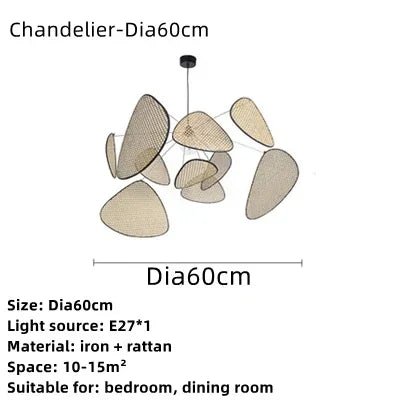 Art Simple Nordic Rattan Art Personality Chinese Bamboo Barrier Chandelier Living Room Tea Room Modern Creative Pendant Lights - Recipeliebe.com