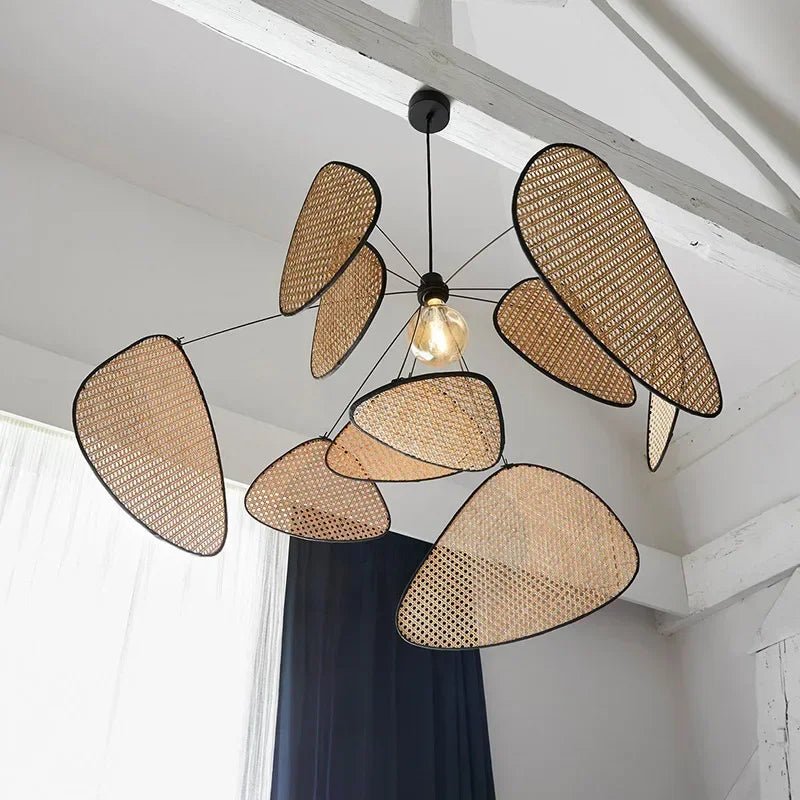 Art Simple Nordic Rattan Art Personality Chinese Bamboo Barrier Chandelier Living Room Tea Room Modern Creative Pendant Lights - Recipeliebe.com