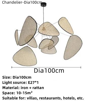 Art Simple Nordic Rattan Art Personality Chinese Bamboo Barrier Chandelier Living Room Tea Room Modern Creative Pendant Lights - Recipeliebe.com