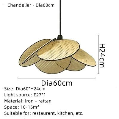 Art Simple Nordic Rattan Art Personality Chinese Bamboo Barrier Chandelier Living Room Tea Room Modern Creative Pendant Lights - Recipeliebe.com