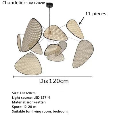 Art Simple Nordic Rattan Art Personality Chinese Bamboo Barrier Chandelier Living Room Tea Room Modern Creative Pendant Lights - Recipeliebe.com