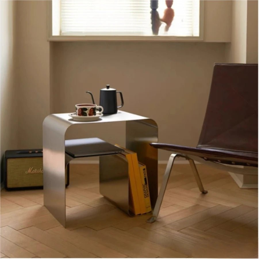 Bedside Table Minimalist Stainless Steel Cabinet Table Several Integrated Molding Storage Cabinets End Table Furniture - Bakesbyemily.com