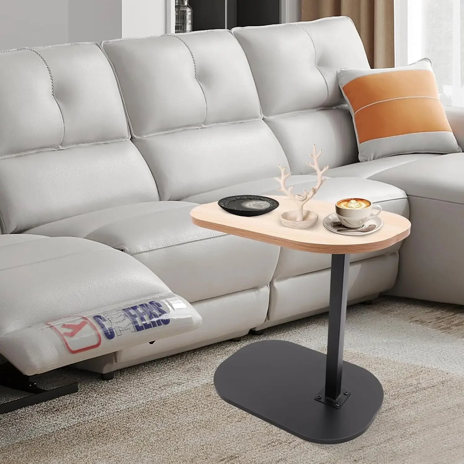 C - Shaped Side Table, Height Adjustable Coffee Table, Living Room Coffee Table, 360° Swivel and Multi - Angle Tilt for Living Room - Recipeliebe.com