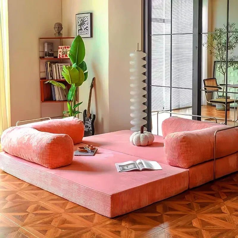 Corduroy Compression Sofa Bed Vacuum Customizable Simple Retro Vacuum Compressed Sofa Living Room Foldable Washable - Recipeliebe.com