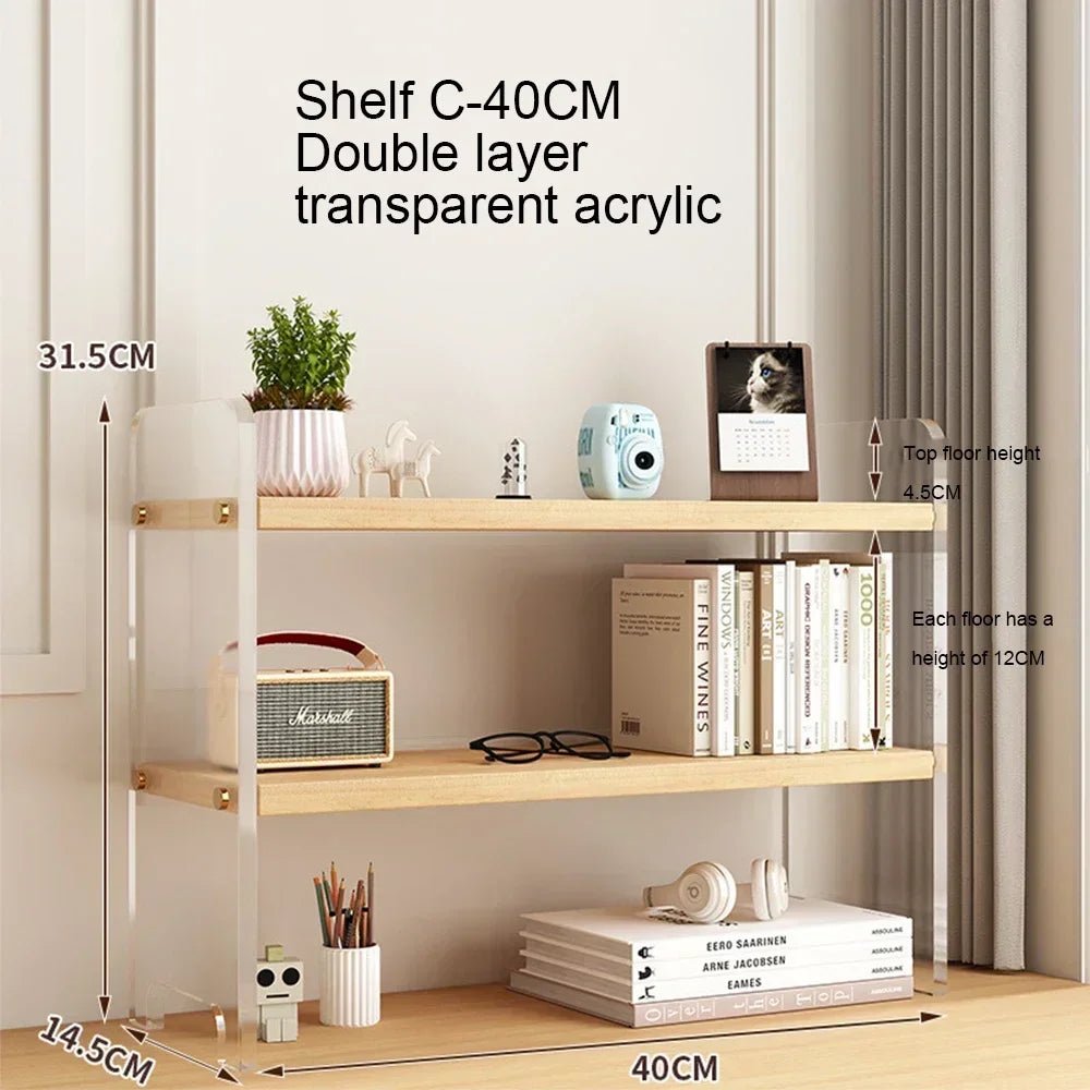 Desktop Bookshelf Kitchen Utensil Storage Rack Office Desktop Storage Rack Acrylic Bookshelf Household Minimalist Storage Rack - Recipeliebe.com