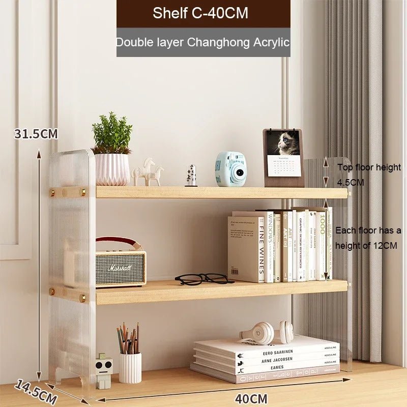 Desktop Bookshelf Kitchen Utensil Storage Rack Office Desktop Storage Rack Acrylic Bookshelf Household Minimalist Storage Rack - Recipeliebe.com