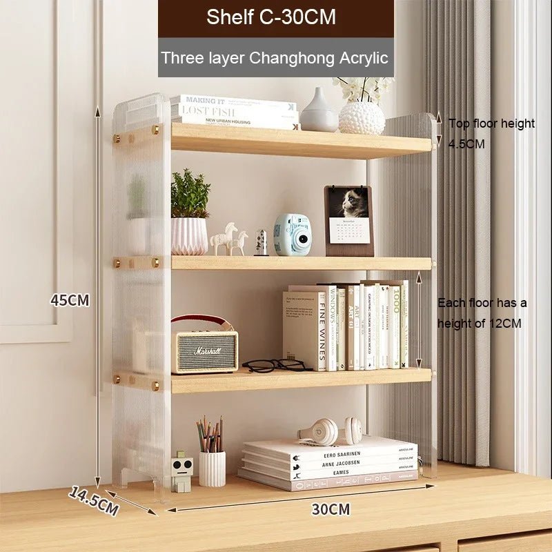 Desktop Bookshelf Kitchen Utensil Storage Rack Office Desktop Storage Rack Acrylic Bookshelf Household Minimalist Storage Rack - Recipeliebe.com