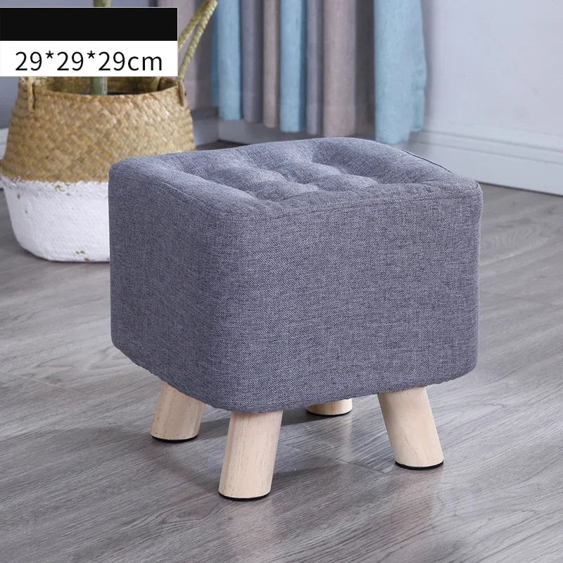 Elastic Foot Rest Stool Solid Wood Square Ottoman for Changing Shoes Small Sofa Bench Hallway Furniture Home Decoration - Recipeliebe.com