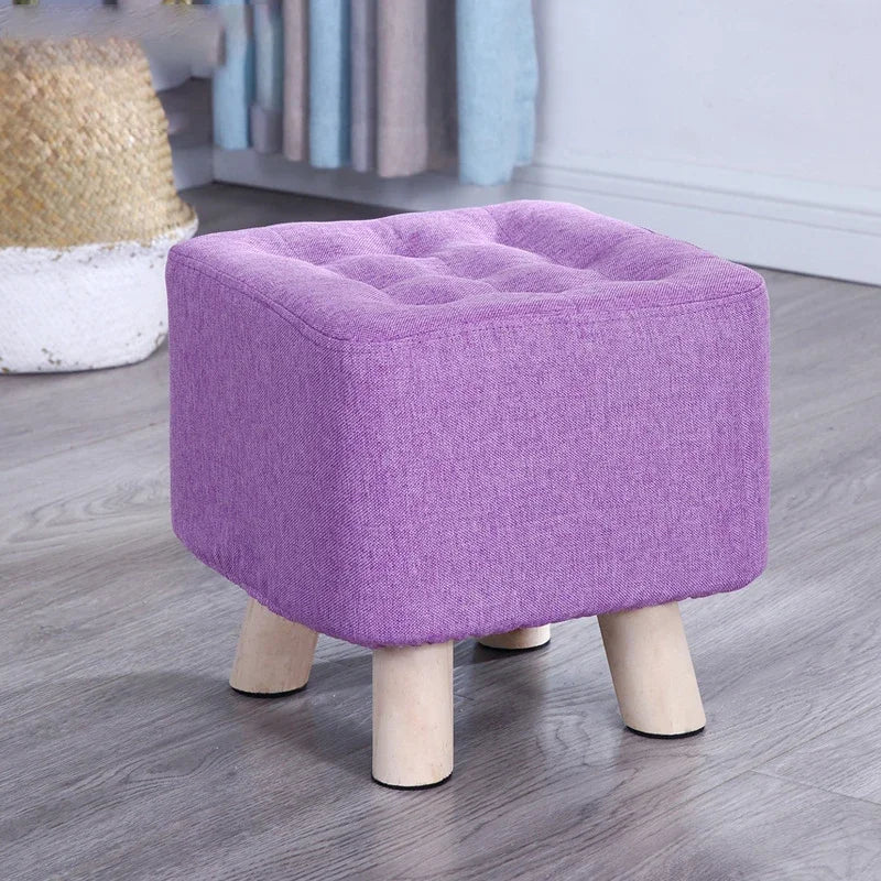 Elastic Foot Rest Stool Solid Wood Square Ottoman for Changing Shoes Small Sofa Bench Hallway Furniture Home Decoration - Bakesbyemily.com