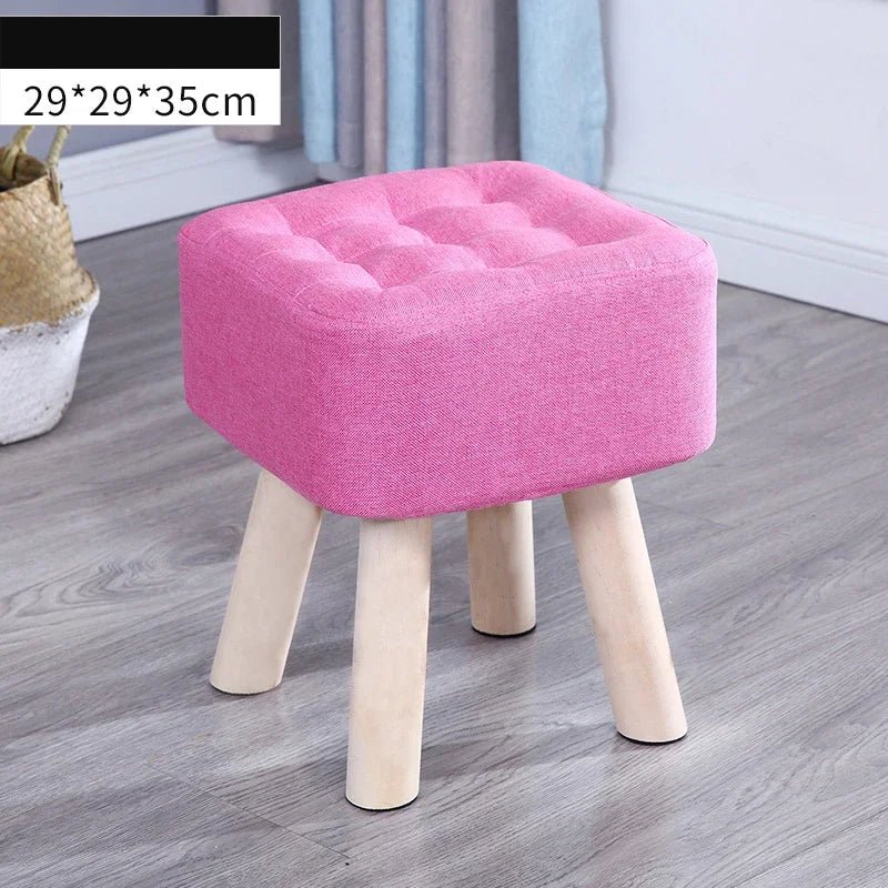 Elastic Foot Rest Stool Solid Wood Square Ottoman for Changing Shoes Small Sofa Bench Hallway Furniture Home Decoration - Bakesbyemily.com