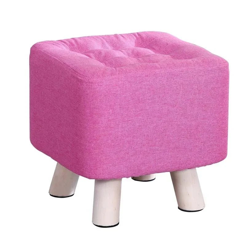 Elastic Foot Rest Stool Solid Wood Square Ottoman for Changing Shoes Small Sofa Bench Hallway Furniture Home Decoration - Bakesbyemily.com