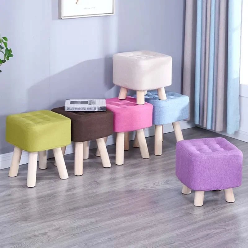Elastic Foot Rest Stool Solid Wood Square Ottoman for Changing Shoes Small Sofa Bench Hallway Furniture Home Decoration - Recipeliebe.com