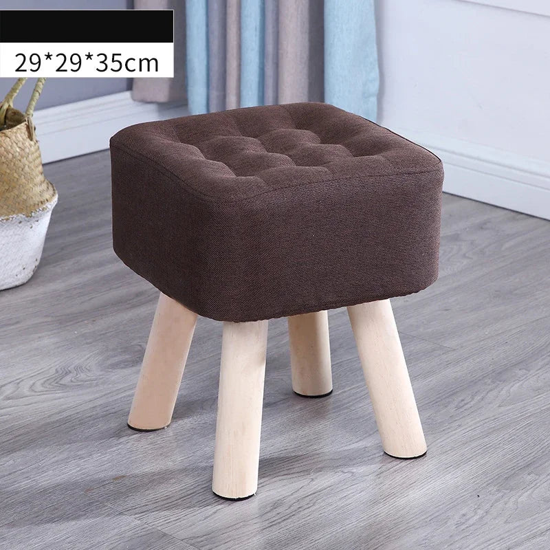 Elastic Foot Rest Stool Solid Wood Square Ottoman for Changing Shoes Small Sofa Bench Hallway Furniture Home Decoration - Recipeliebe.com