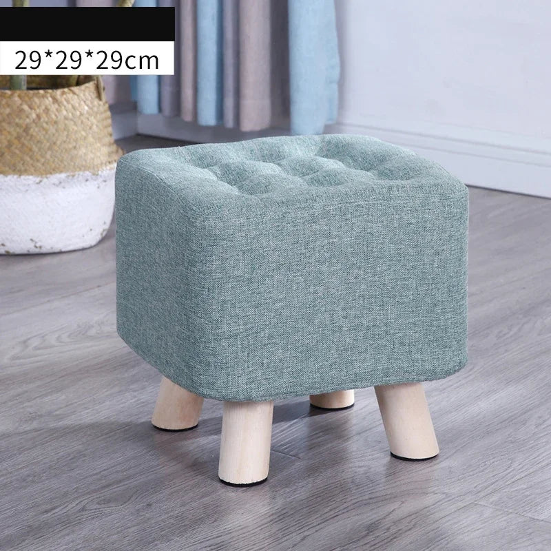 Elastic Foot Rest Stool Solid Wood Square Ottoman for Changing Shoes Small Sofa Bench Hallway Furniture Home Decoration - Bakesbyemily.com