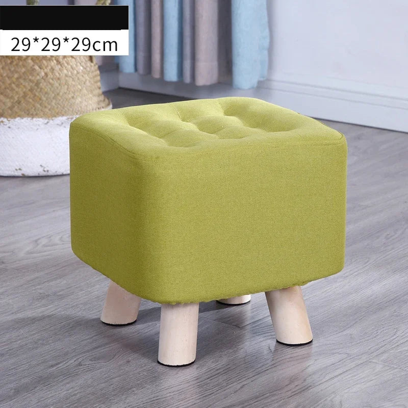 Elastic Foot Rest Stool Solid Wood Square Ottoman for Changing Shoes Small Sofa Bench Hallway Furniture Home Decoration - Recipeliebe.com