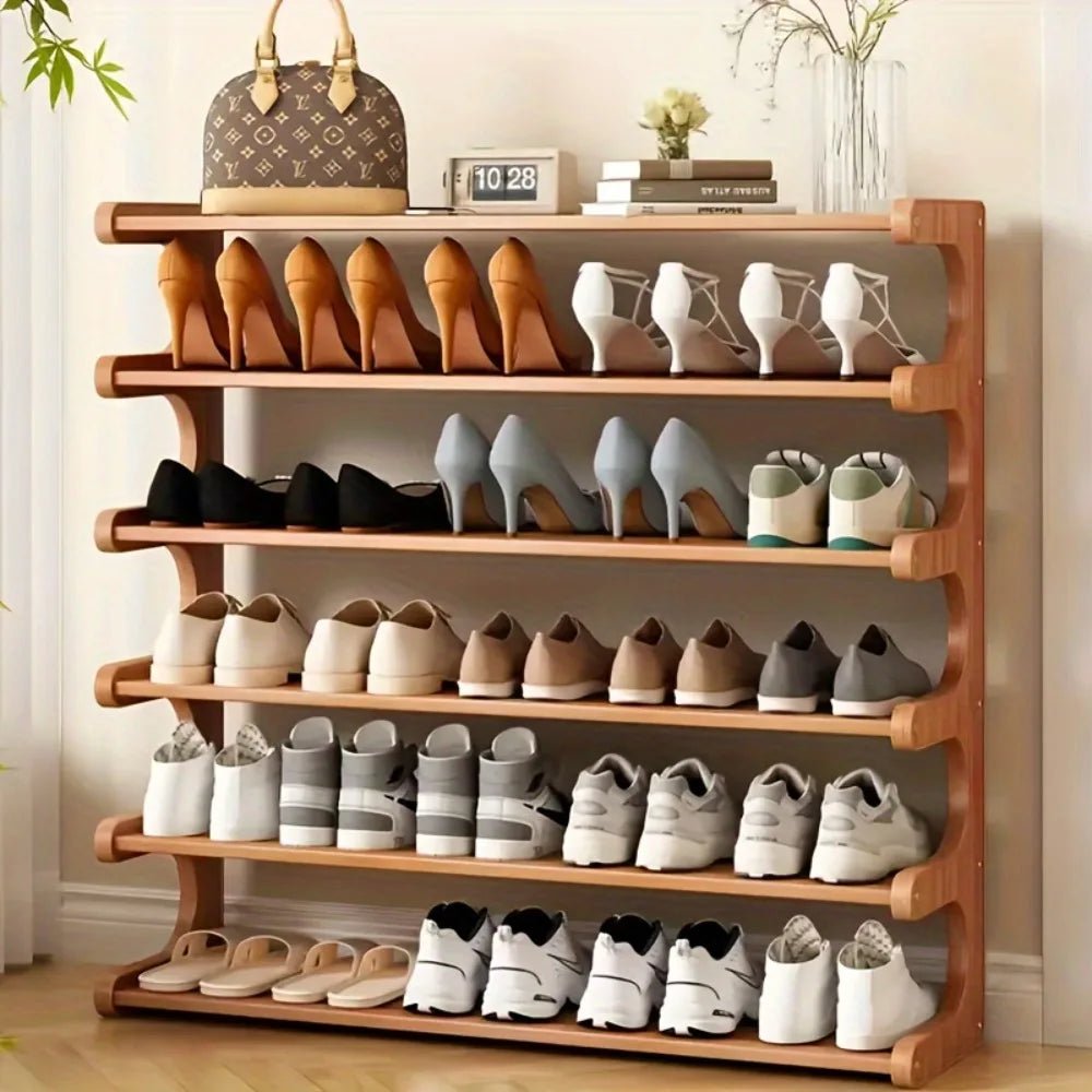 Entrance Shoe Rack Simple Shoe Storage Rack Chinese Style Shoe Cabinet Wooden Storage Rack Multifunctional Bamboo Shoe Cabinet - Recipeliebe.com