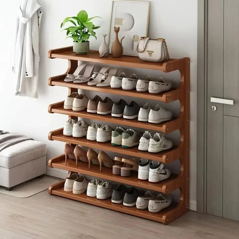 Entrance Shoe Rack Simple Shoe Storage Rack Chinese Style Shoe Cabinet Wooden Storage Rack Multifunctional Bamboo Shoe Cabinet - Recipeliebe.com