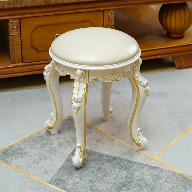 European Fabric Pouf,Modern Round Tea Table Stool, High - Quality Manicure Seat, Living Room Sofa Side Ottoman, Versatile Seating. - Recipeliebe.com