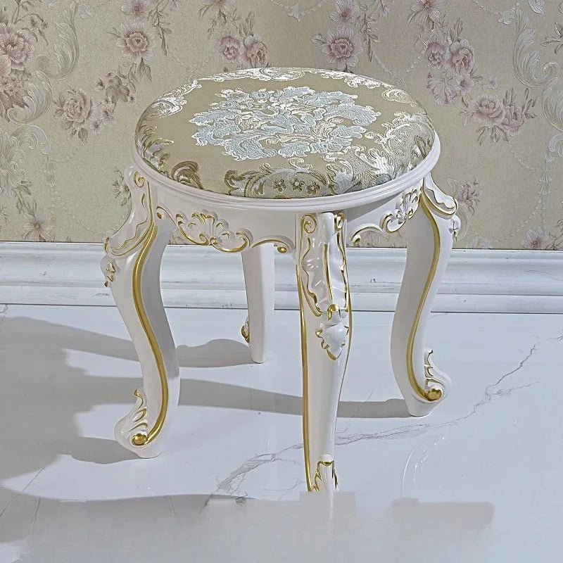 European Fabric Pouf,Modern Round Tea Table Stool, High - Quality Manicure Seat, Living Room Sofa Side Ottoman, Versatile Seating. - Recipeliebe.com