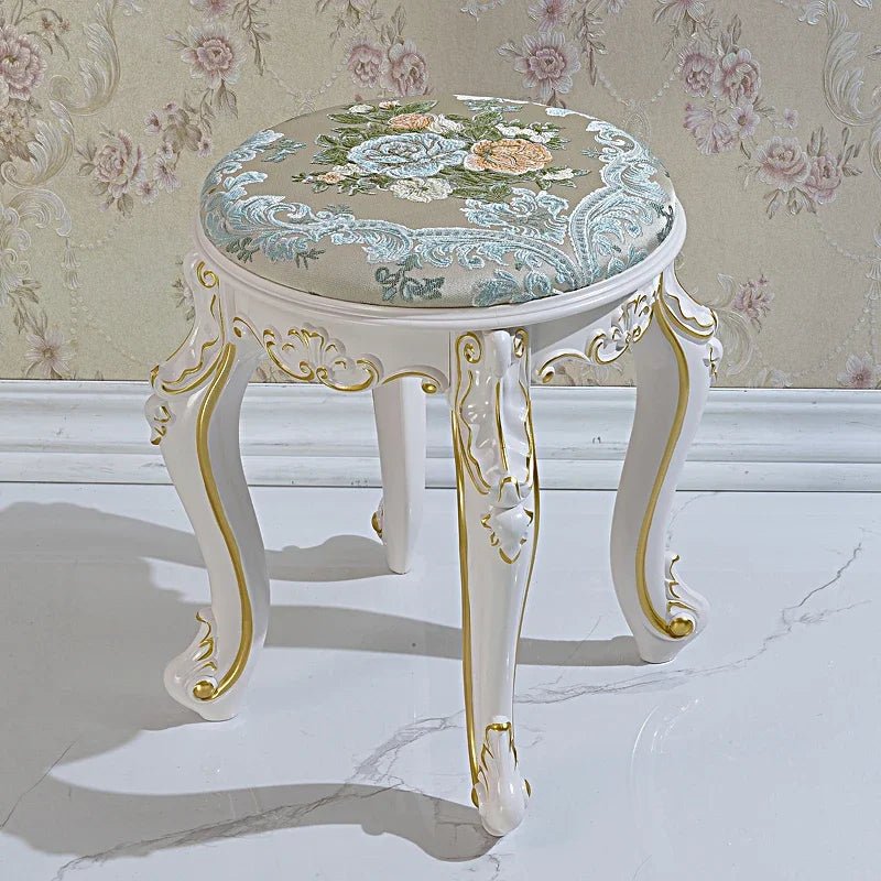 European Fabric Pouf,Modern Round Tea Table Stool, High - Quality Manicure Seat, Living Room Sofa Side Ottoman, Versatile Seating. - Recipeliebe.com