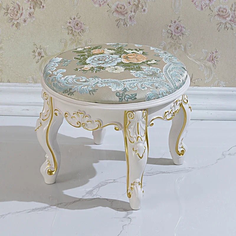 European Fabric Pouf,Modern Round Tea Table Stool, High - Quality Manicure Seat, Living Room Sofa Side Ottoman, Versatile Seating. - Recipeliebe.com