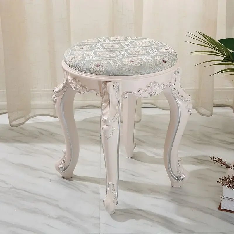European Fabric Pouf,Modern Round Tea Table Stool, High - Quality Manicure Seat, Living Room Sofa Side Ottoman, Versatile Seating. - Recipeliebe.com