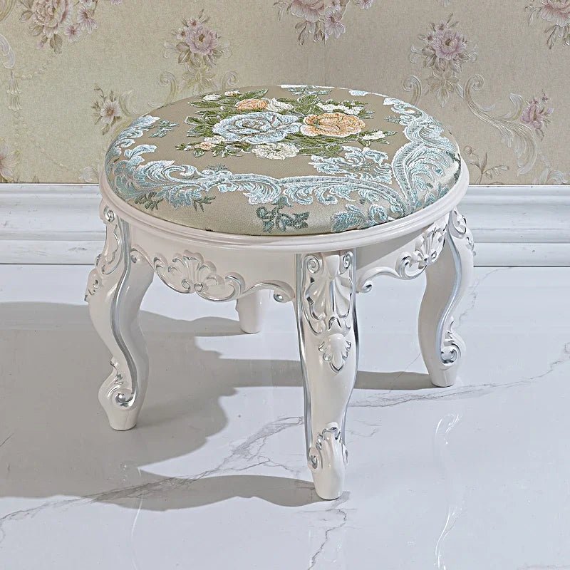 European Fabric Pouf,Modern Round Tea Table Stool, High - Quality Manicure Seat, Living Room Sofa Side Ottoman, Versatile Seating. - Recipeliebe.com