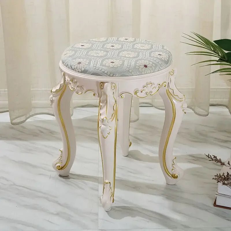 European Fabric Pouf,Modern Round Tea Table Stool, High - Quality Manicure Seat, Living Room Sofa Side Ottoman, Versatile Seating. - Recipeliebe.com