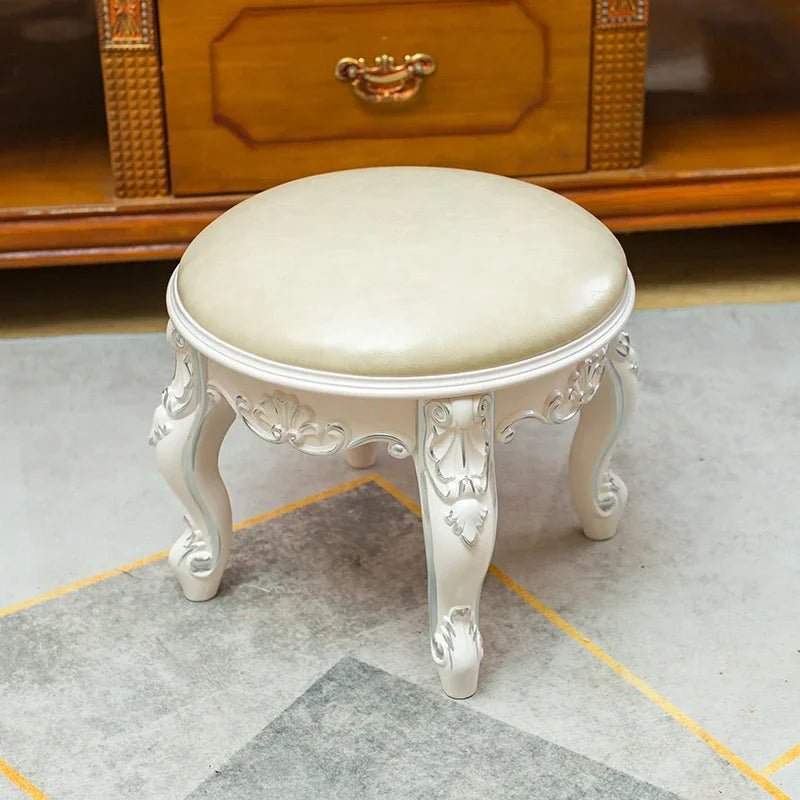 European Fabric Pouf,Modern Round Tea Table Stool, High - Quality Manicure Seat, Living Room Sofa Side Ottoman, Versatile Seating. - Recipeliebe.com