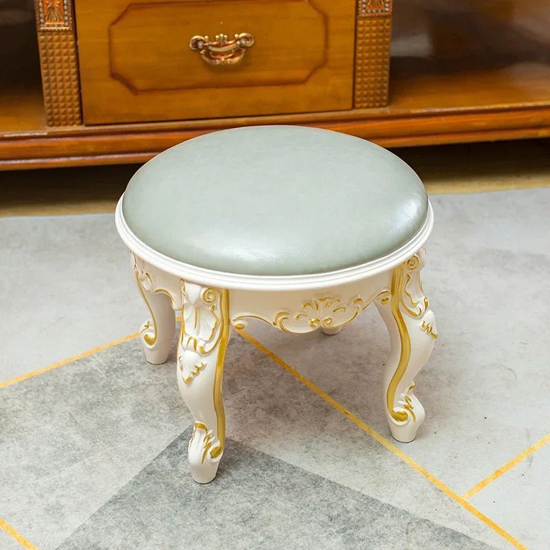 European Fabric Pouf,Modern Round Tea Table Stool, High - Quality Manicure Seat, Living Room Sofa Side Ottoman, Versatile Seating. - Recipeliebe.com