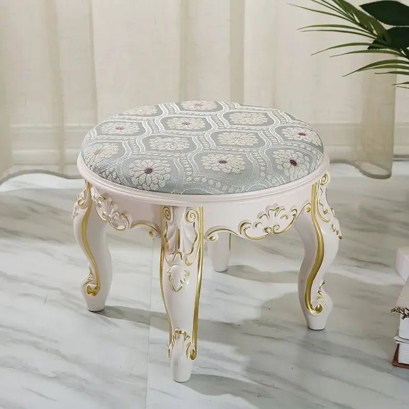 European Fabric Pouf,Modern Round Tea Table Stool, High - Quality Manicure Seat, Living Room Sofa Side Ottoman, Versatile Seating. - Recipeliebe.com