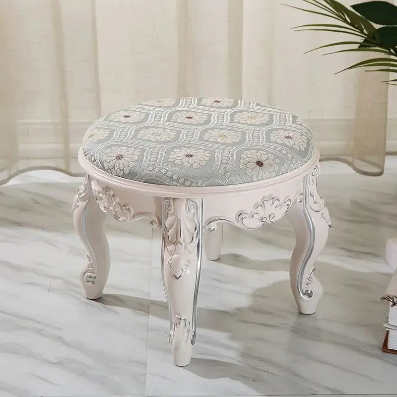 European Fabric Pouf,Modern Round Tea Table Stool, High - Quality Manicure Seat, Living Room Sofa Side Ottoman, Versatile Seating. - Bakesbyemily.com