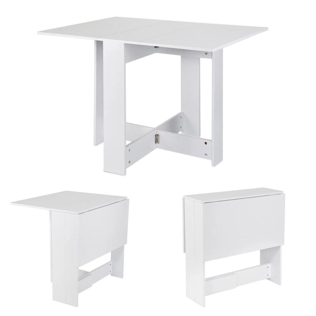 Folding Kitchen Table/Living Room Table 102.5 x 76 x 73 cm Dining Table for 4 to 6 people - White/Concrete - Recipeliebe.com