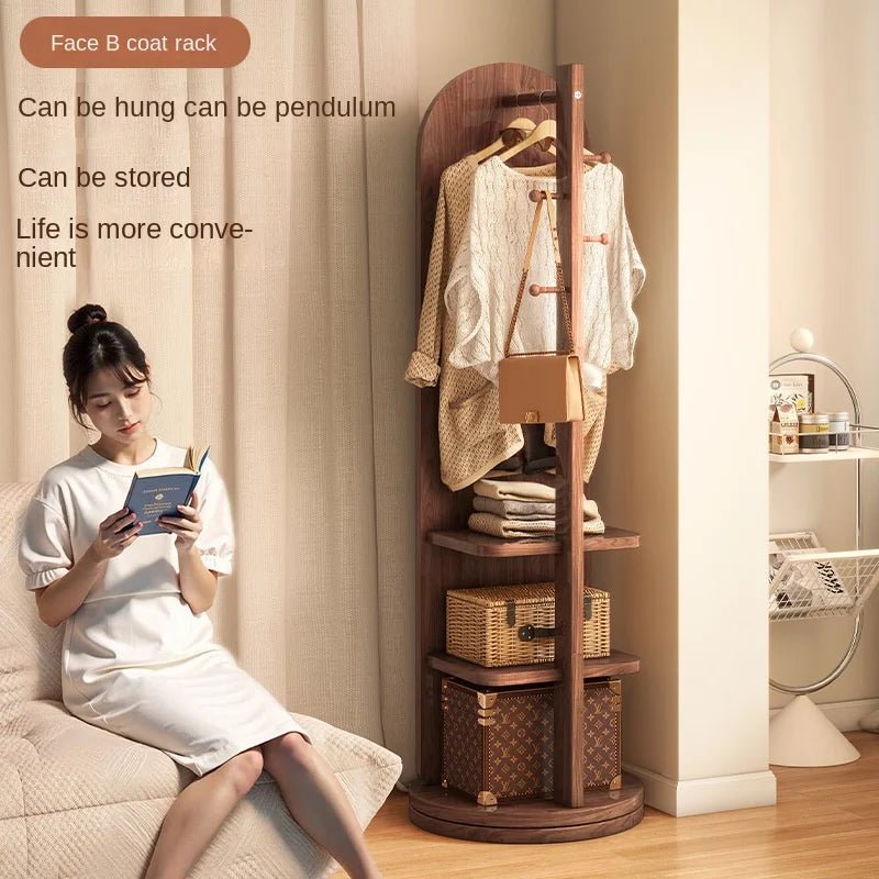 Full - length mirror with coat rack, rotating floor mirror, home bedroom dressing mirror, fitting mirror, multi - function mirror - Bakesbyemily.com