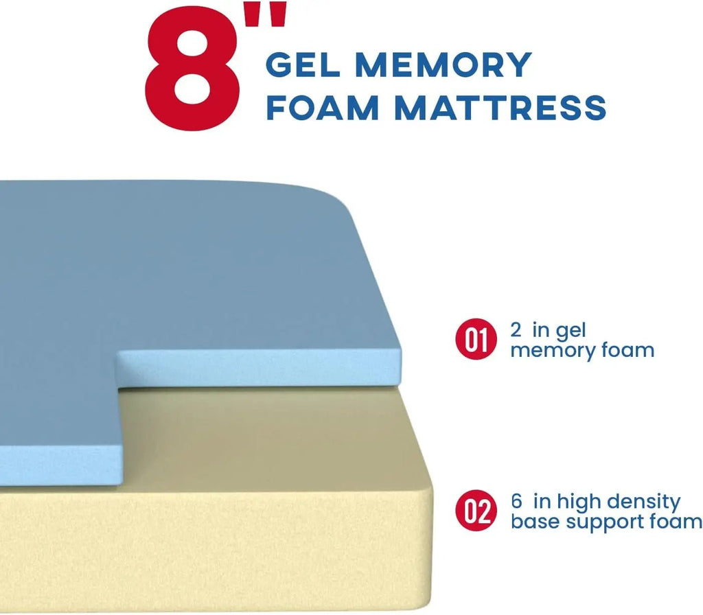 Full Mattress, 8 inch Gel Memory Foam Mattress Queen Size for Cool Sleep & Pressure Relief, Medium Firm Mattresses CertiPUR - US C - Recipeliebe.com