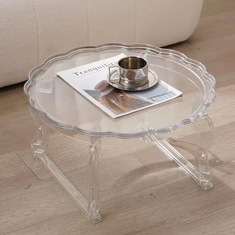 Furniture Nordic, Coffee Table, Simple, Home, Small Round Table, Balcony, Designer, Acrylic, Transparent, Round, Living Room, Co - Bakesbyemily.com