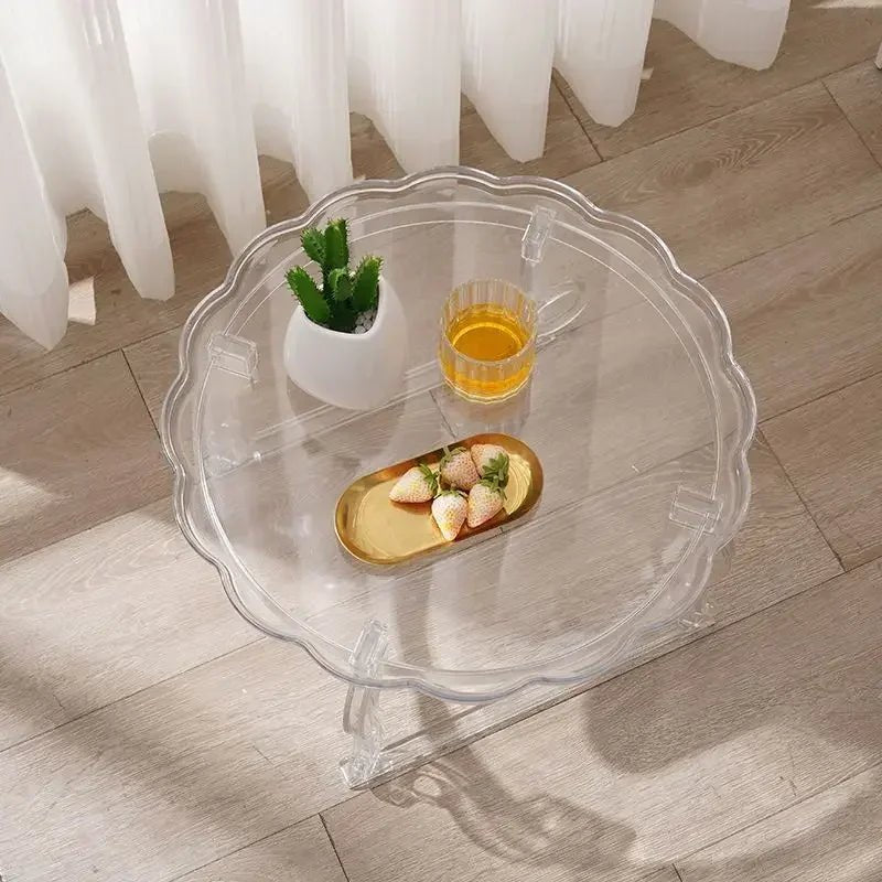 Furniture Nordic, Coffee Table, Simple, Home, Small Round Table, Balcony, Designer, Acrylic, Transparent, Round, Living Room, Co - Bakesbyemily.com