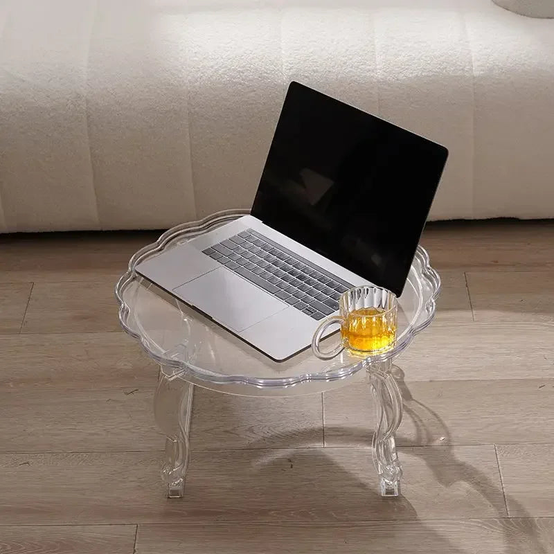 Furniture Nordic, Coffee Table, Simple, Home, Small Round Table, Balcony, Designer, Acrylic, Transparent, Round, Living Room, Co - Bakesbyemily.com